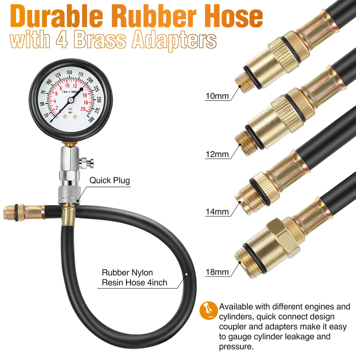 Fiada extension hose and rubber cones showing reach for recessed plugs