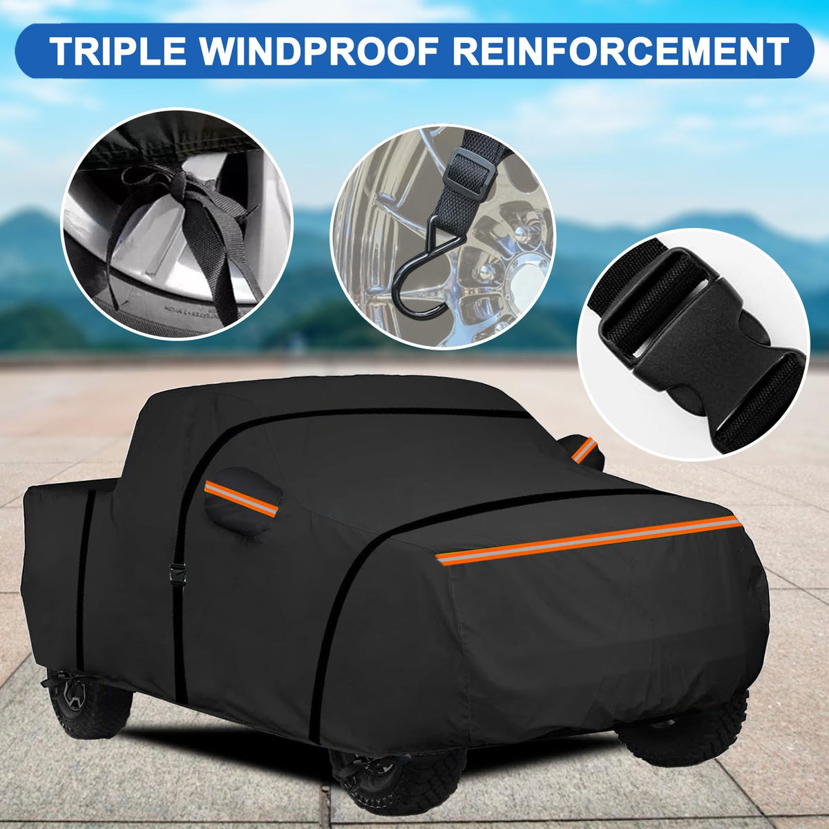 Fiafllpu adjustable strap with metal hook securing cover tightly