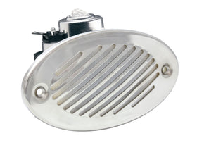 FIAMM horn front view showing low-profile design and durable finish, reliable signaling