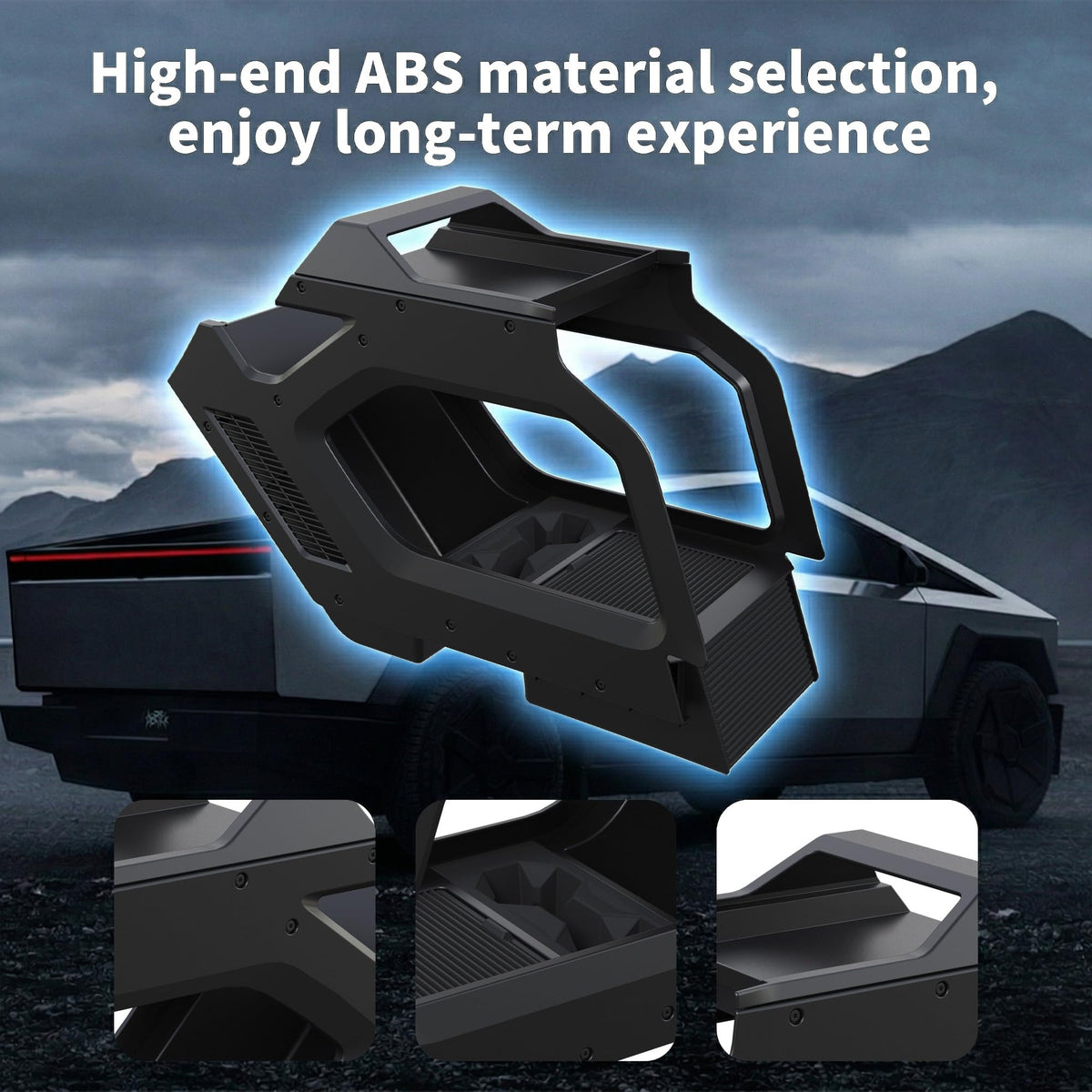 Fiaypoy installed in a Tesla Cybertruck demonstrating precise fit and stability