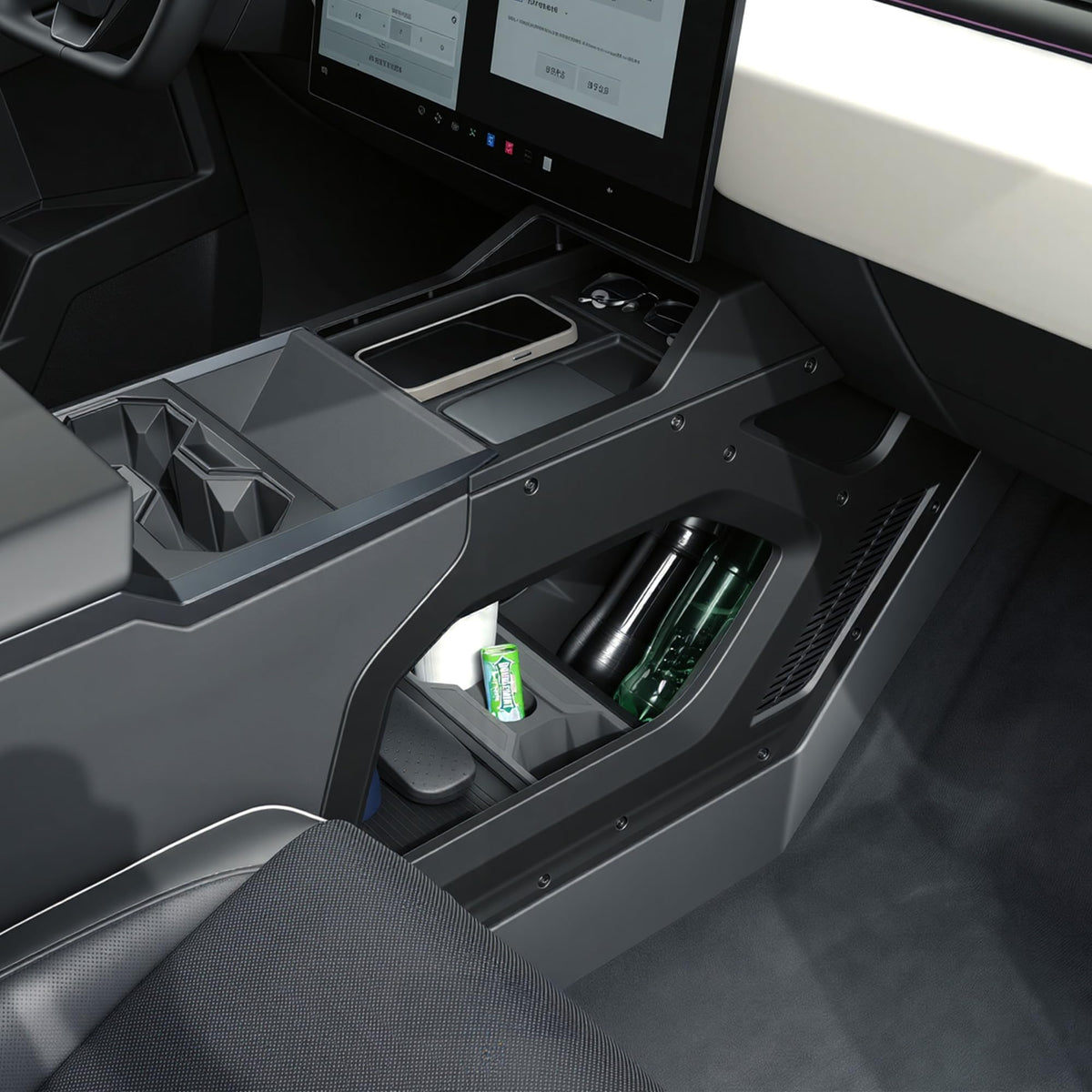 Fiaypoy organizer with everyday items to show scale and improved cabin order