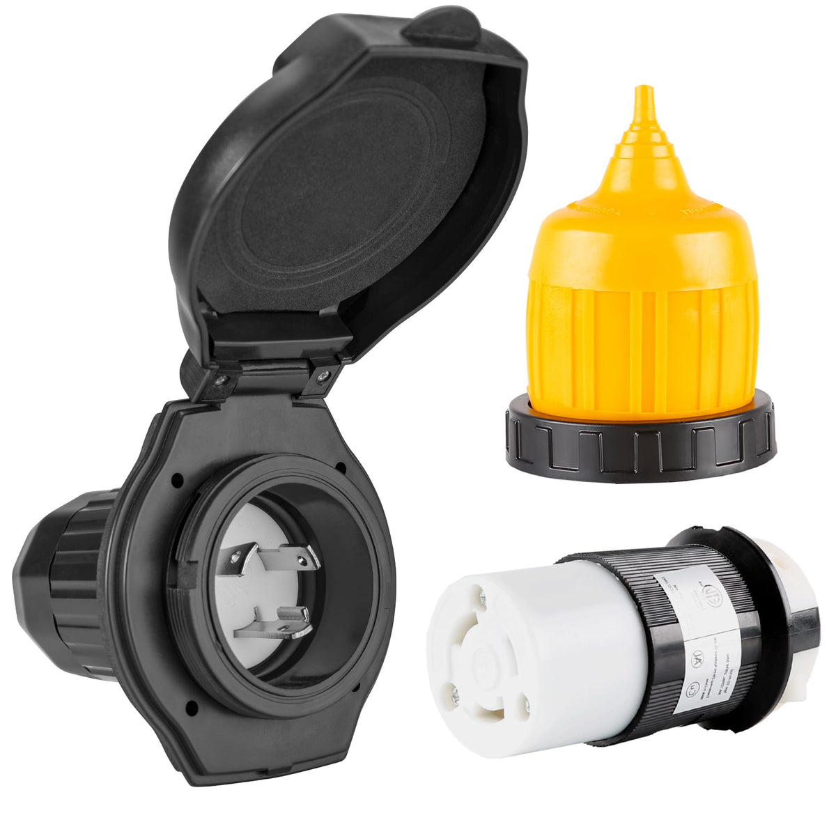 Ficstar front inlet showing receptacle and indicator for quick power checks