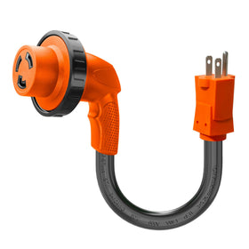 Ficstar front view of adapter showing locking L5-30R and 5-15P for secure connection