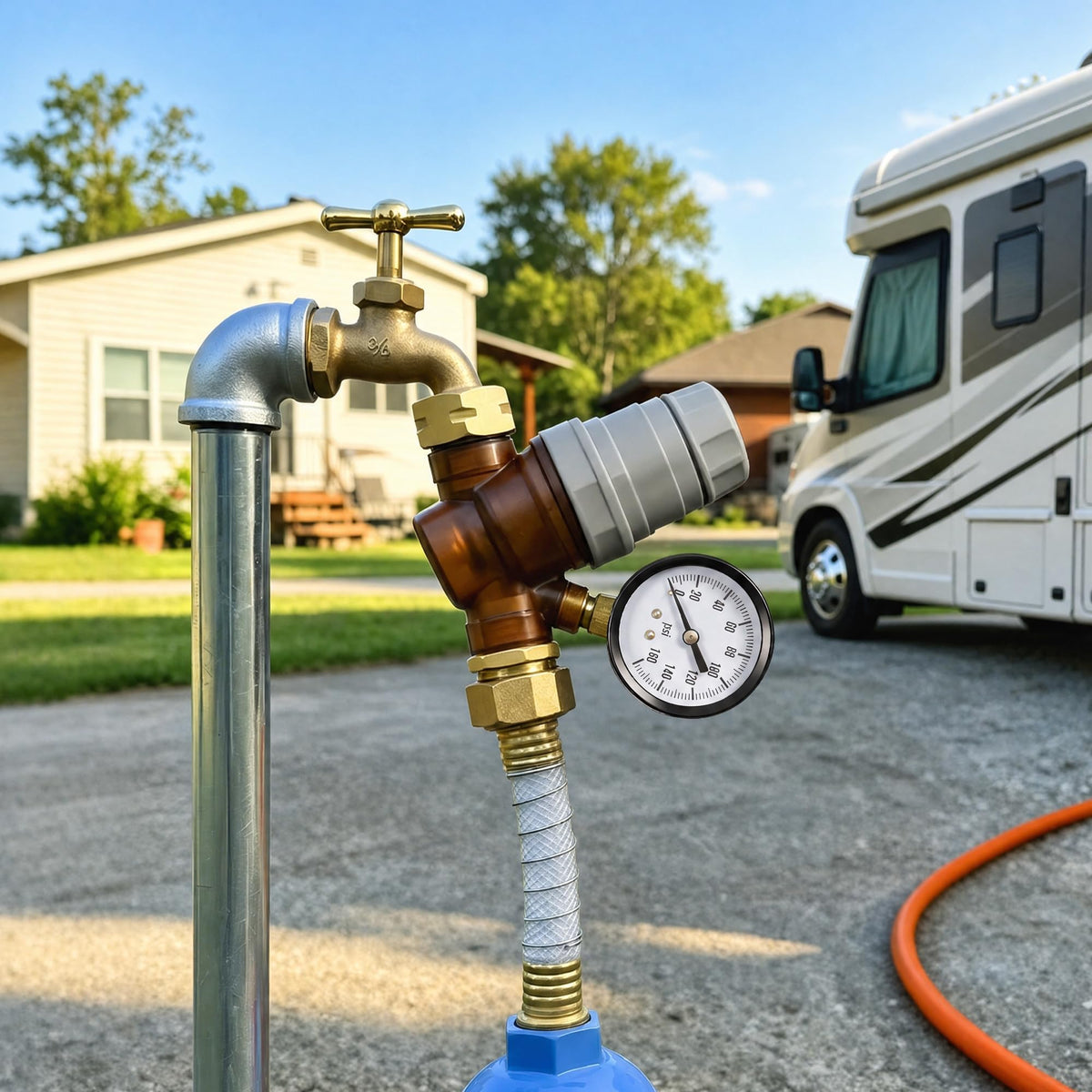 Ficstar clear gauge reading 45 PSI for visible real-time pressure monitoring benefit