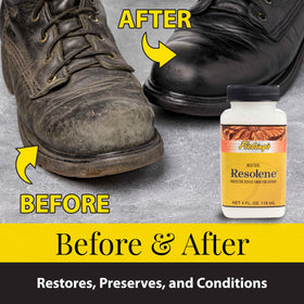 Boot toe finished with Fiebing's acrylic resolene showing water-resistant shine