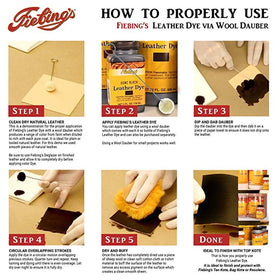 Fiebing's dye applied with dauber showing even coverage and control
