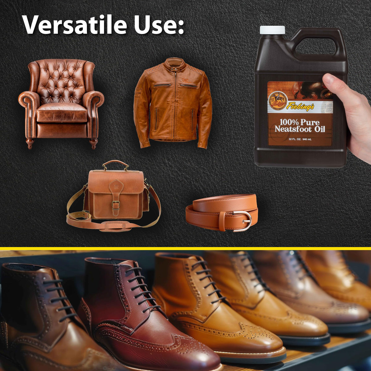 Fiebing's used to condition a leather boot restoring suppleness and protection
