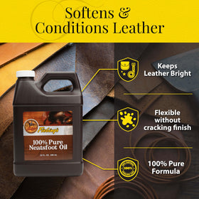 Close-up of oil penetrating leather fibers with Fiebing's for deeper conditioning