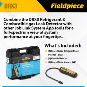 Fieldpiece DRX3 in blow-molded case for protected transport and organized storage