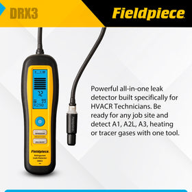 Fieldpiece DRX3 LED and audio indicator panel detail for clear leak feedback