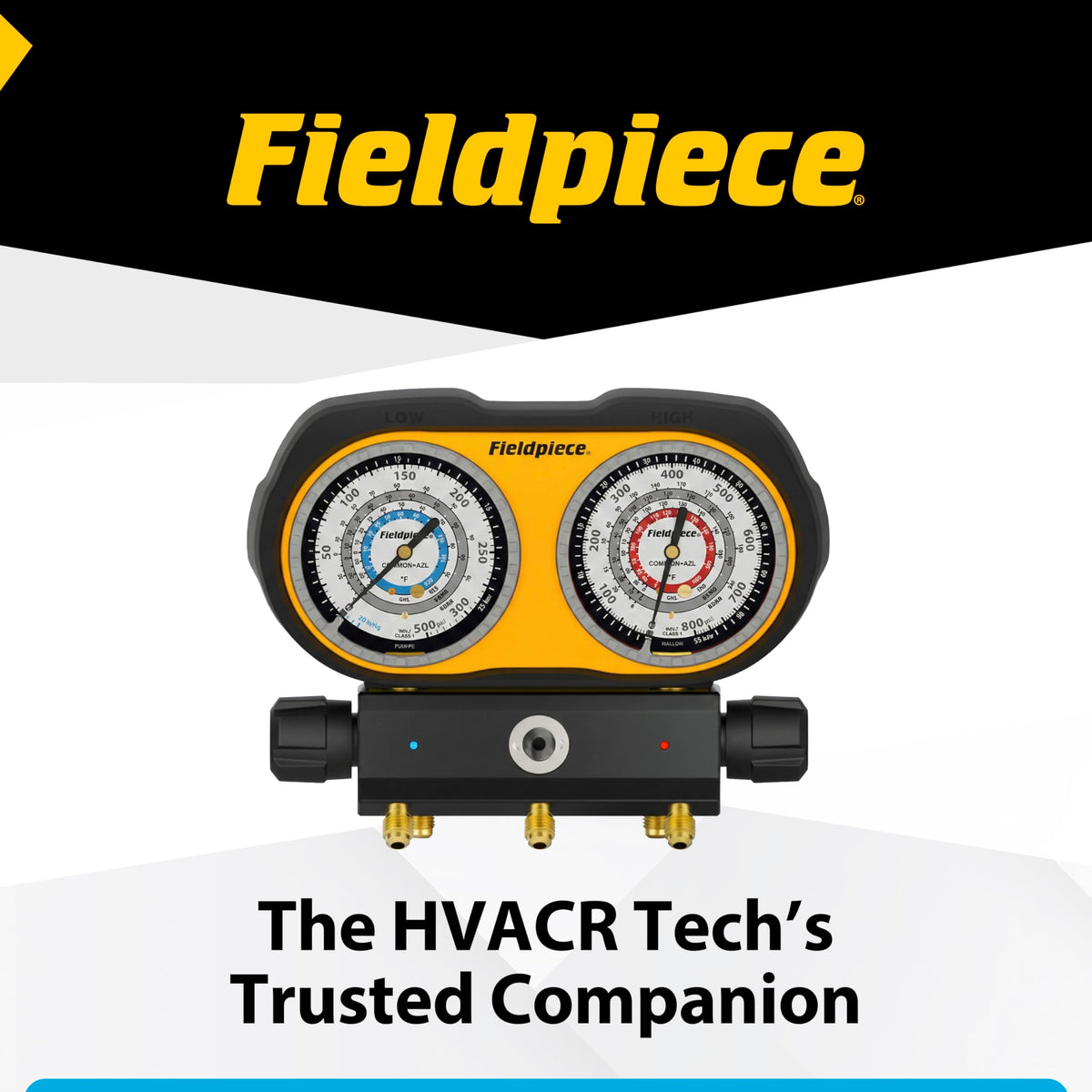 Fieldpiece GS322F in use on AC unit demonstrating field-ready diagnostics
