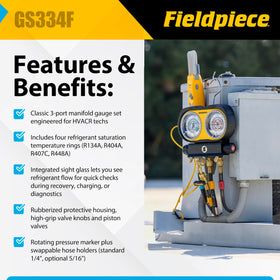 Fieldpiece GS334F closeup of analog gauge faces for accurate readings