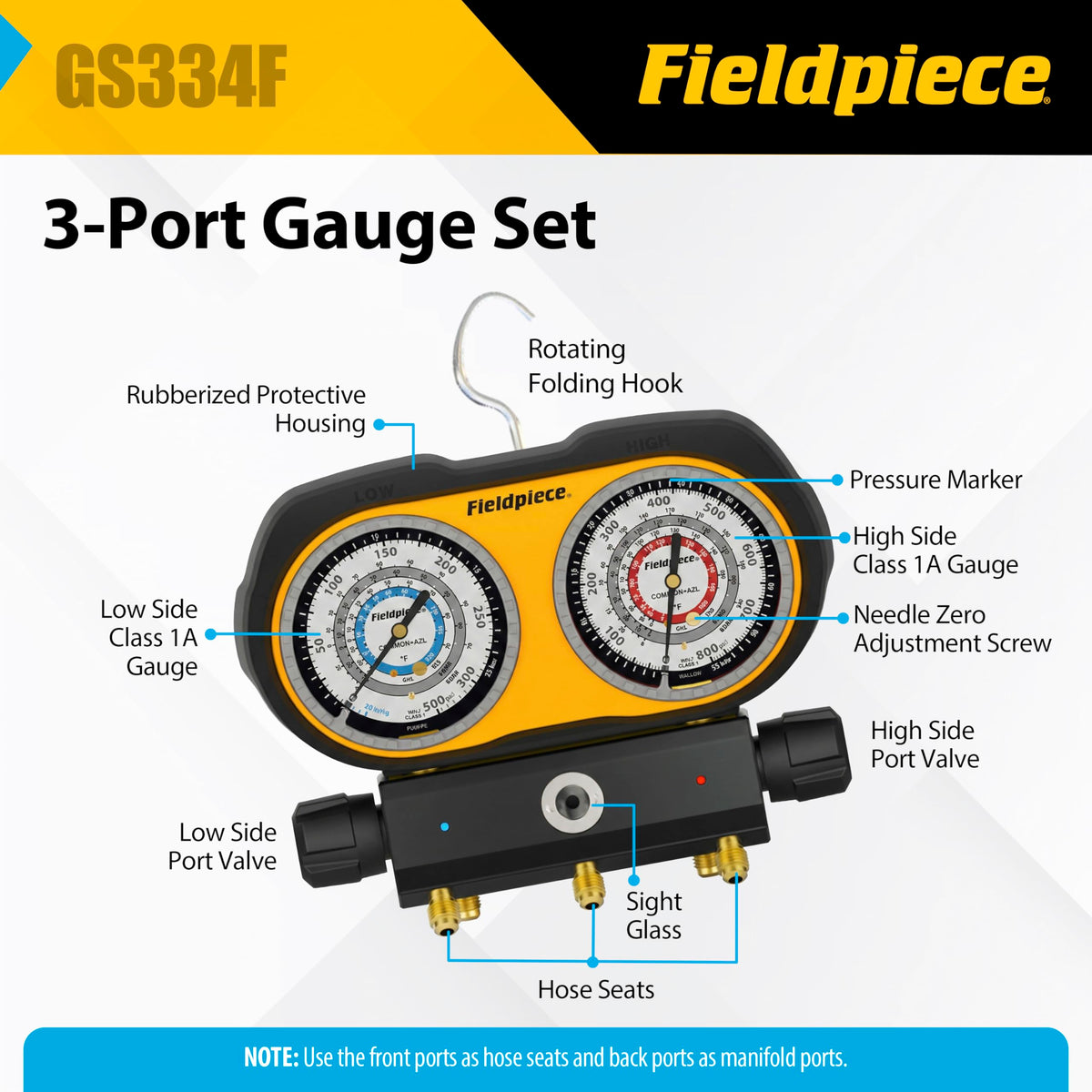 Fieldpiece GS334F high-grip knobs and piston valves for precise control