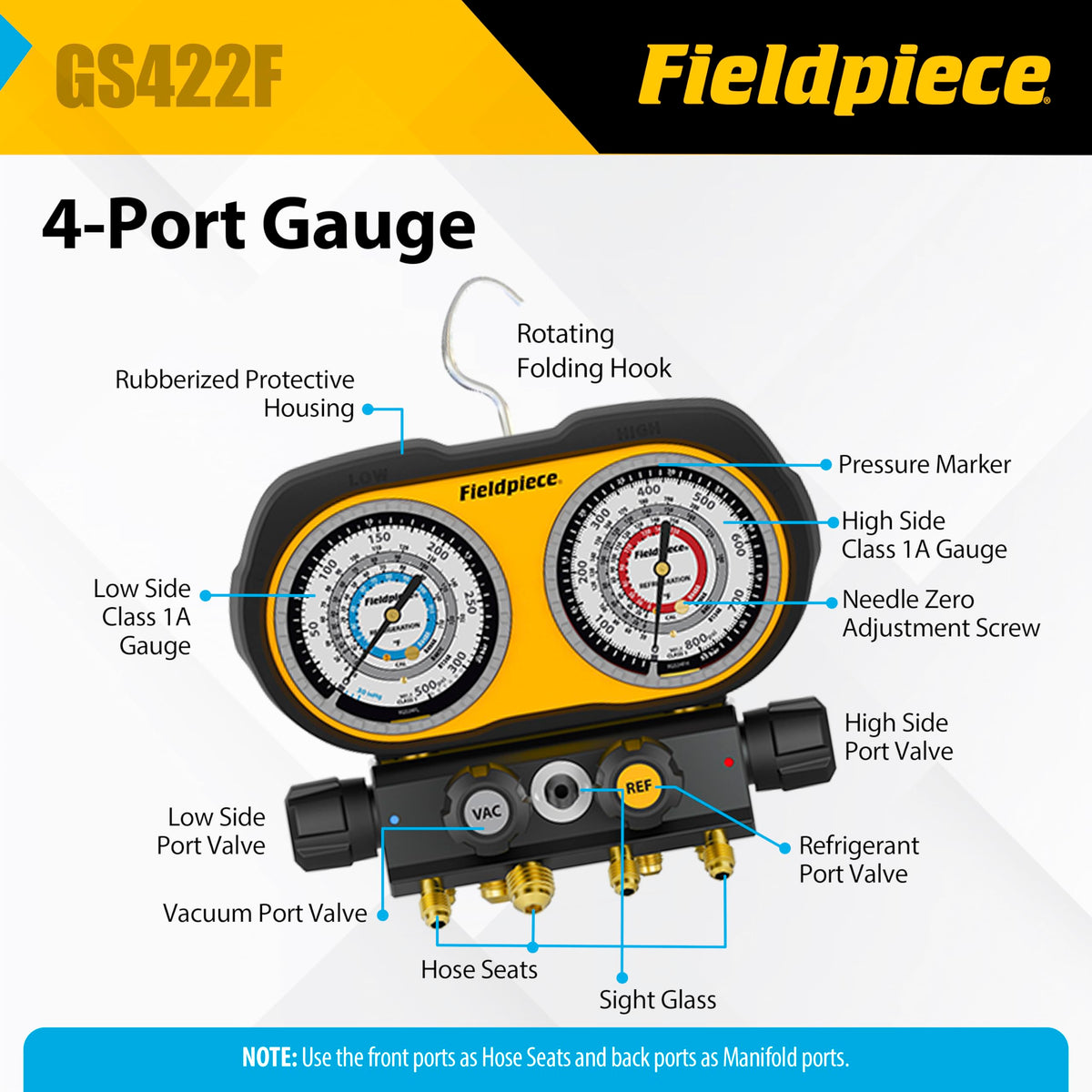 Fieldpiece GS422F refrigerant rings and rotating marker for fast reference