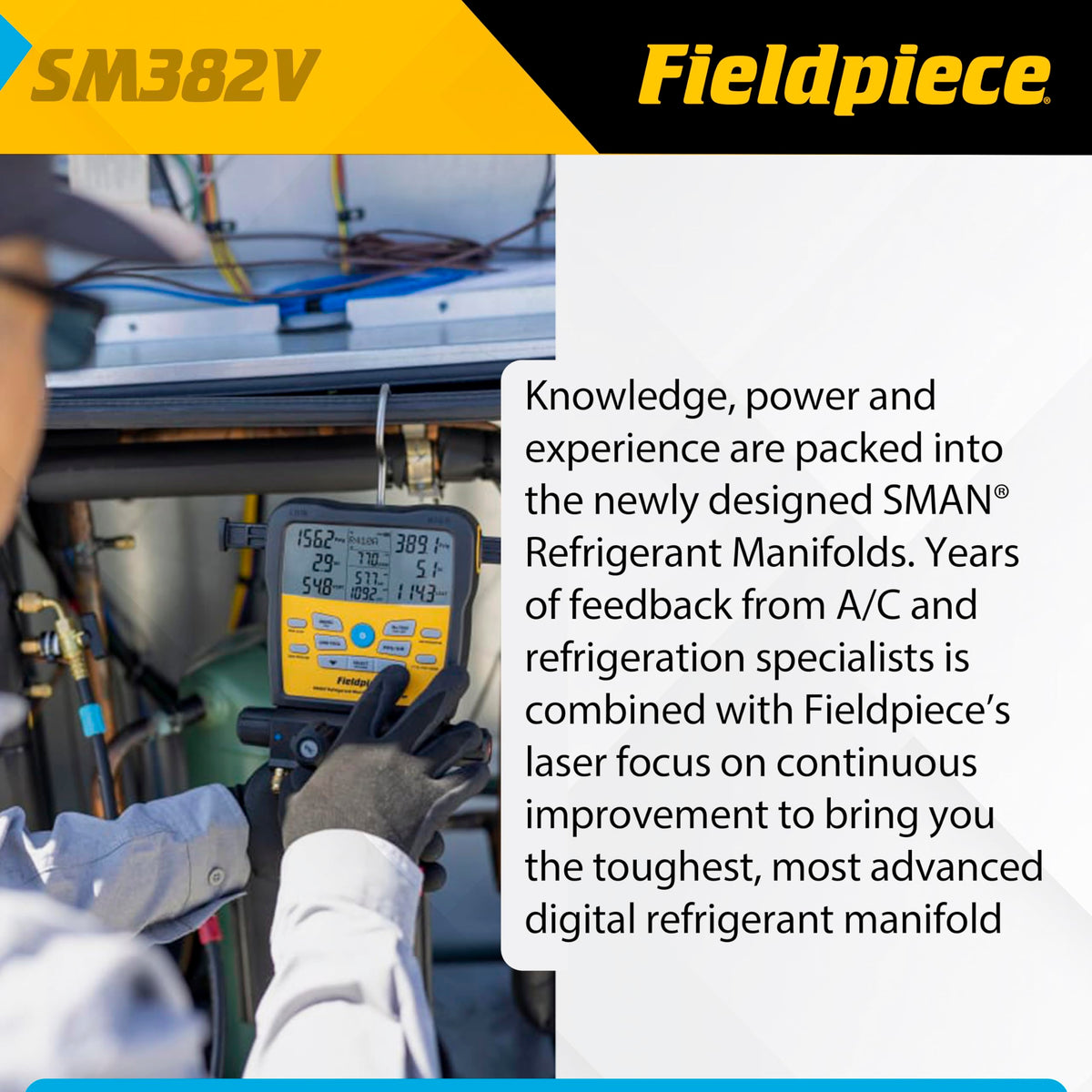 Fieldpiece SM382V in-use during service call improving workflow efficiency