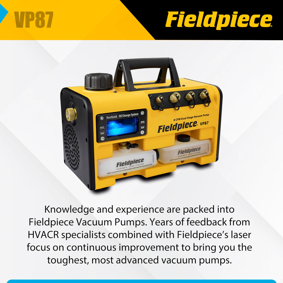 Fieldpiece VP87 in use evacuating an HVAC unit for quicker pull‑down