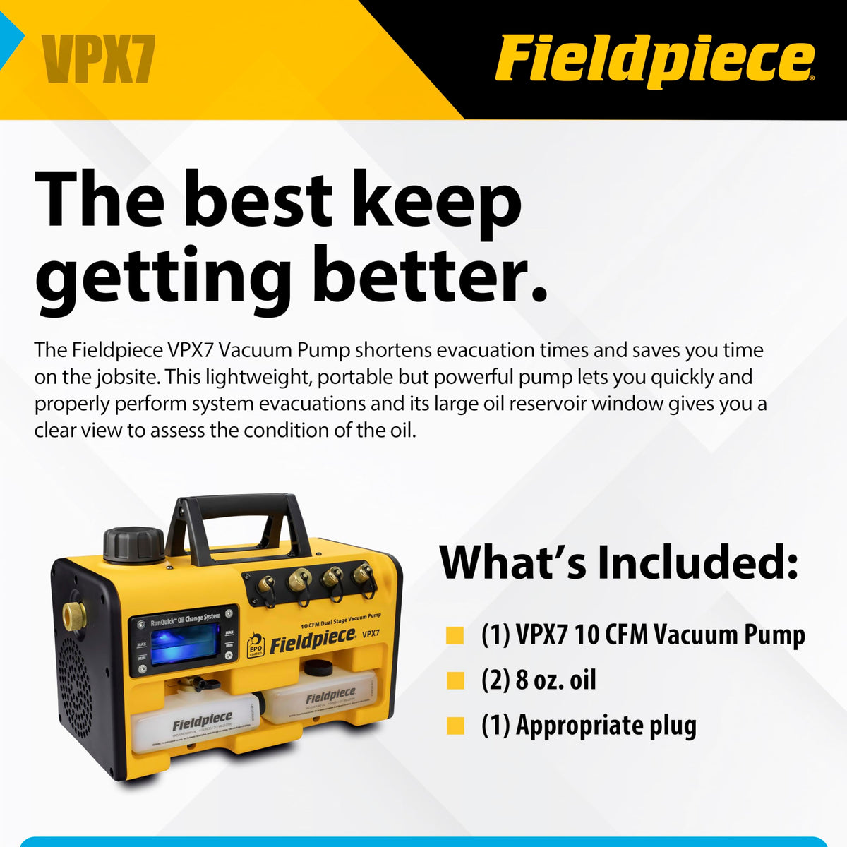 Fieldpiece VPX7 next to toolbox for scale showing lightweight portability benefit