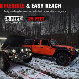 FIERYRED in-use car jump showing quick setup and efficient battery boost