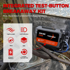 FIERYRED breakaway kit mounted on trailer demonstrating secure placement and safety benefit
