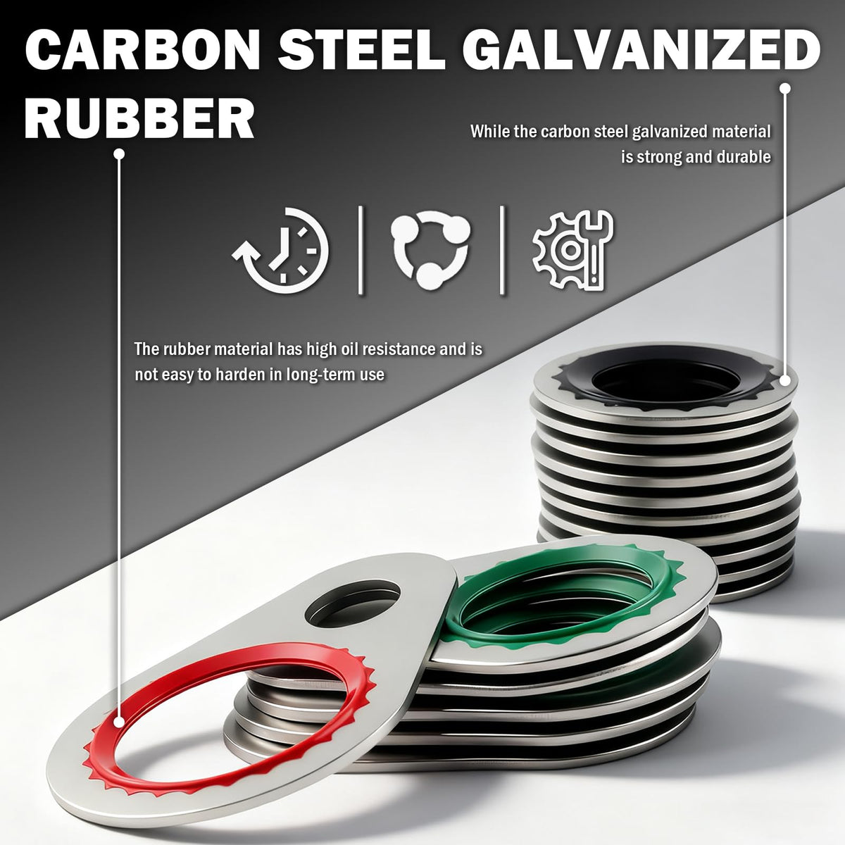 detailed view of Figpade AC gaskets showing metal backed seal for durable connections