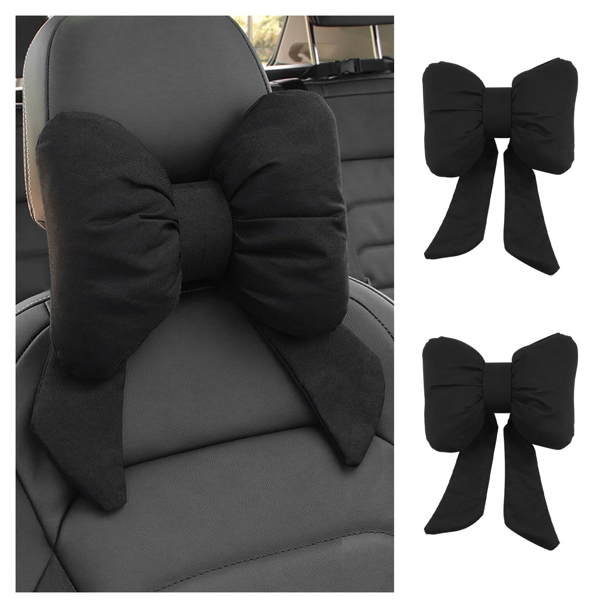 Figpade bow headrest pillow front view shows stylish shape and comfort