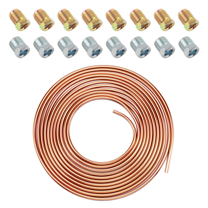 Figpade front view of 25ft brake line spool showing compact packaging and convenience