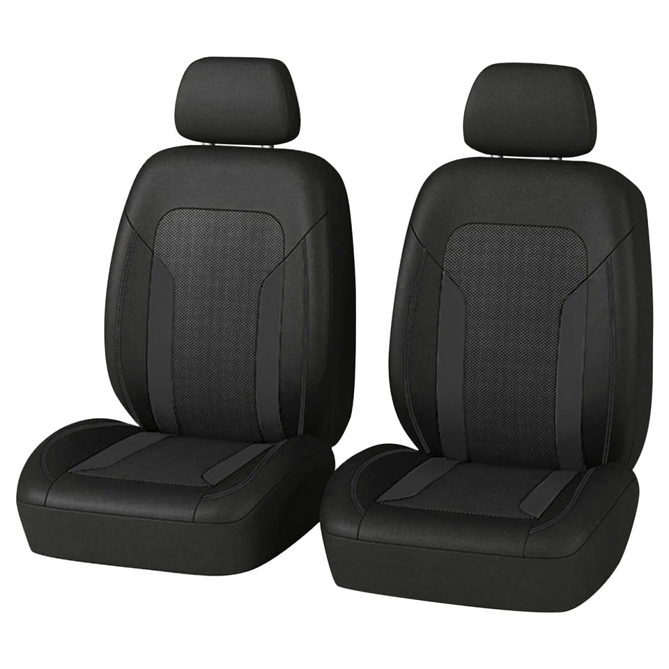 figpade front view showing seat covers and neat packaging, easier purchase benefit