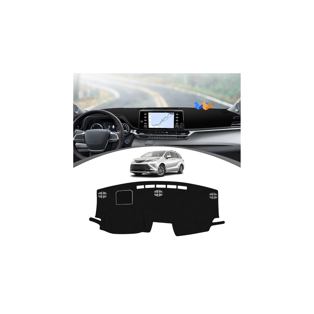 FIILINES front view of dash cover showing exact fit and low profile benefit