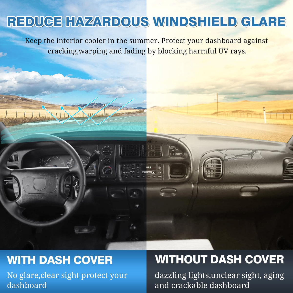 FIILINES dash cover next to ruler showing correct dimensions and fit benefit