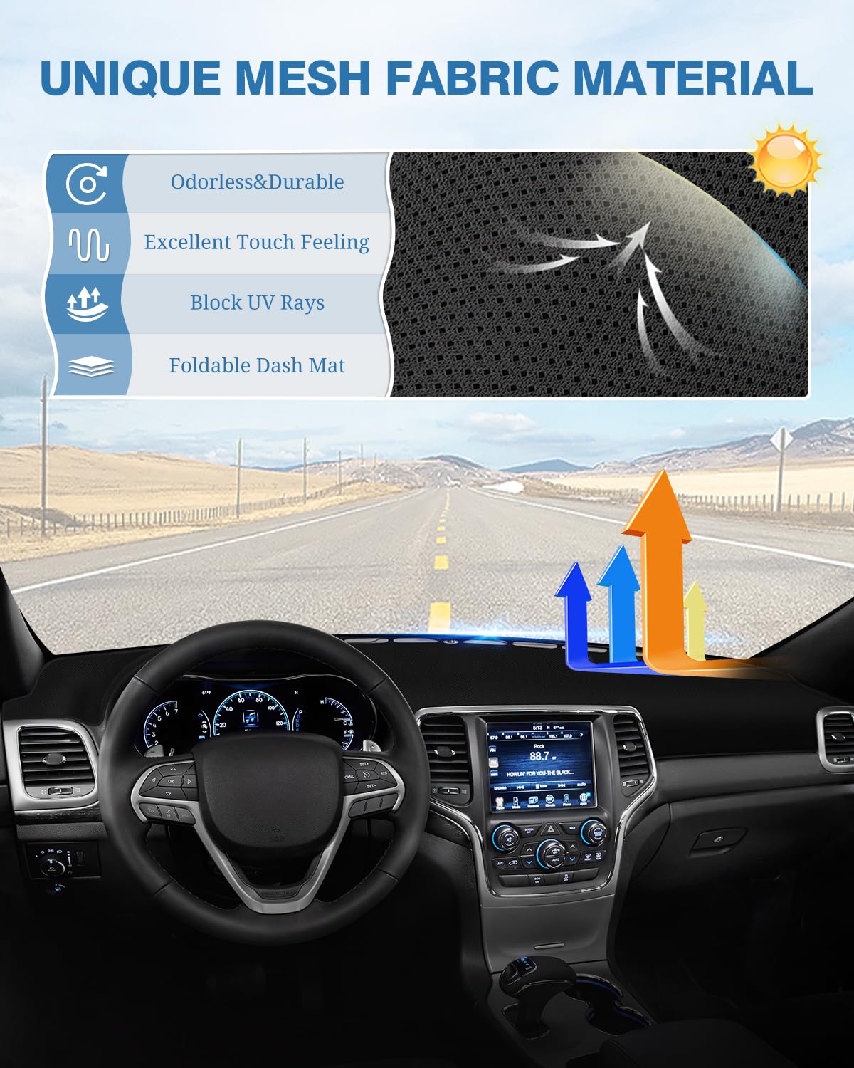 FIILINES installed on Grand Cherokee dashboard showing improved visibility