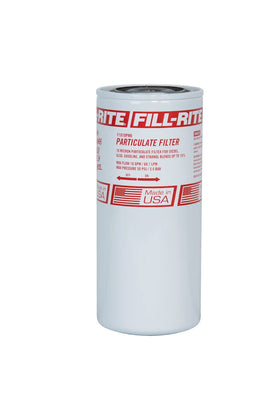 Fill‑Rite F1810PM0 front view showing durable spin‑on canister and benefit of easy maintenance