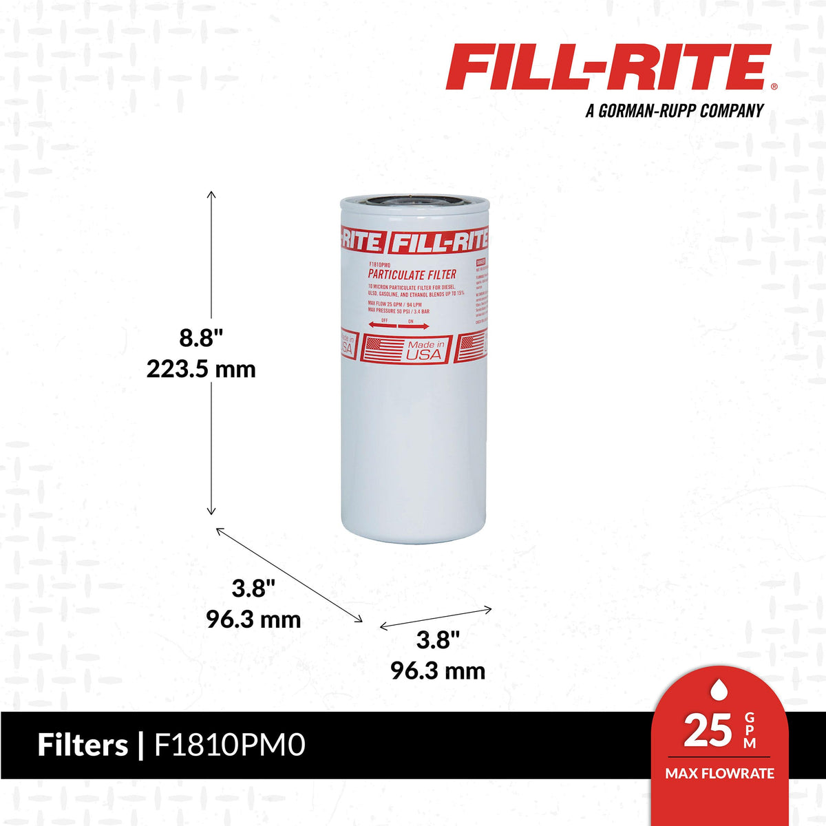 Fill‑Rite threaded connection detail highlighting 1"‑12 UNF fit for quick installation