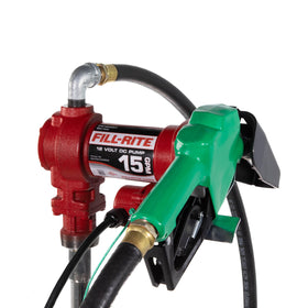 Fill-Rite green automatic nozzle and 3/4" discharge hose for safe fast fueling