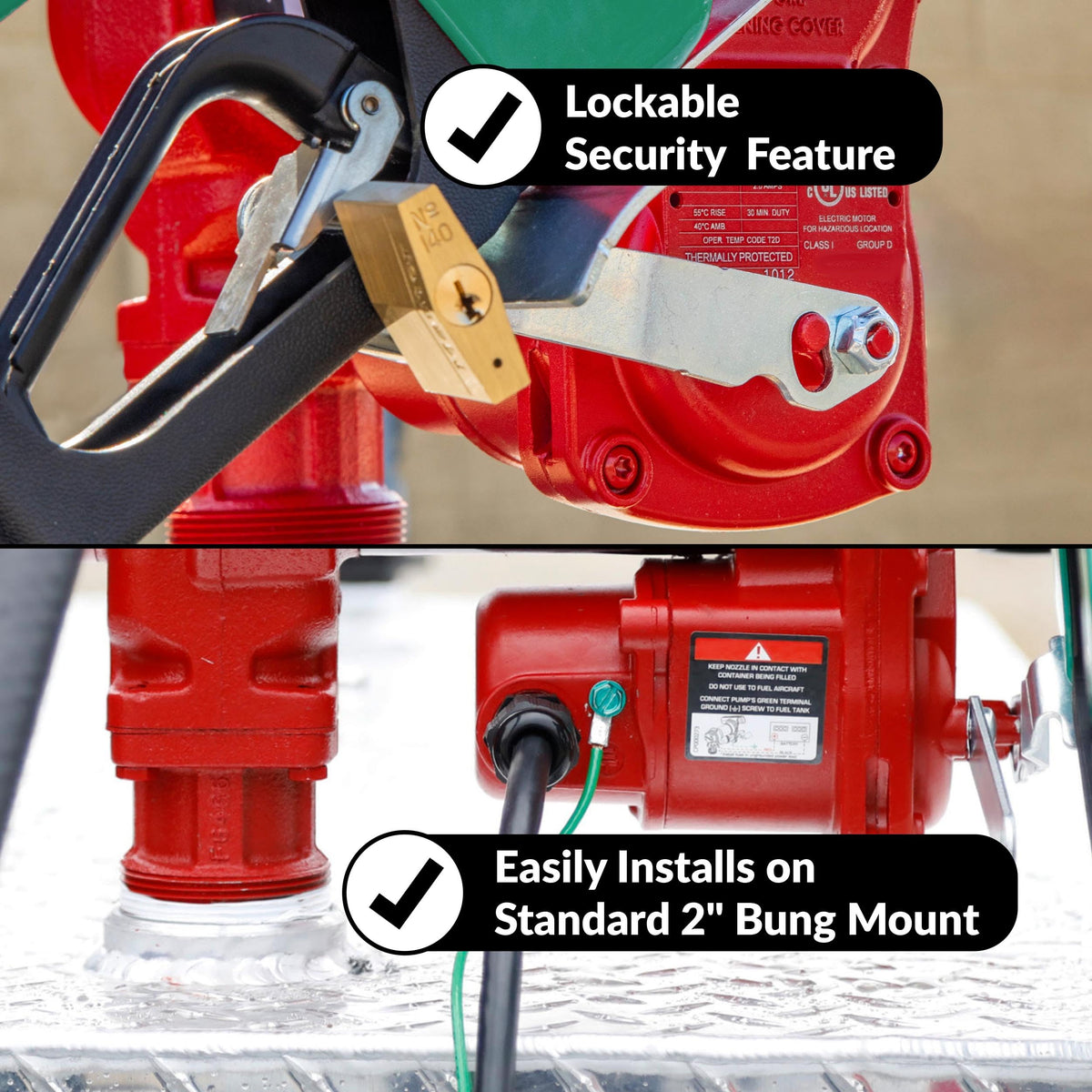 Fill-Rite pump mounted on truck bung demonstrating mobile transfer convenience