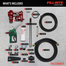 Fill-Rite discharge hose with automatic nozzle demonstrating fast, controlled refueling