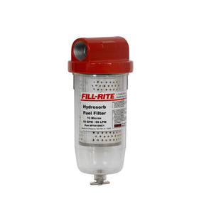 Fill-Rite FR1810HC1 front view showing clear bowl and 3/4" head for easy inspection