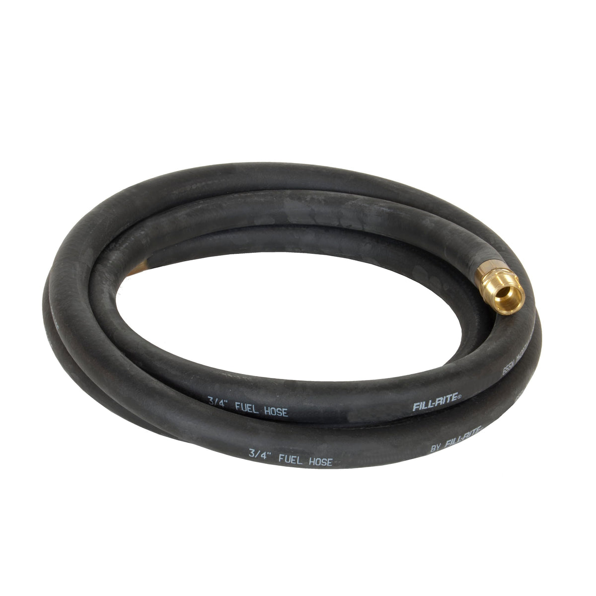 Fill-Rite front view of entire 3/4" x 12' hose showing durable finish and fittings