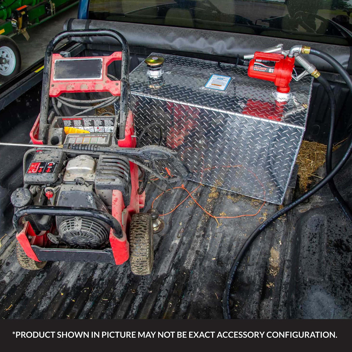 Fill-Rite hose laid out with ruler for length and scale, aiding correct fit choice