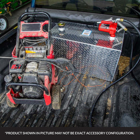 Fill-Rite hose laid out with ruler for length and scale, aiding correct fit choice
