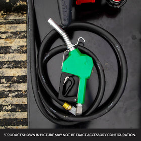 Fill-Rite hose connected to fuel nozzle in use showing efficient transfer