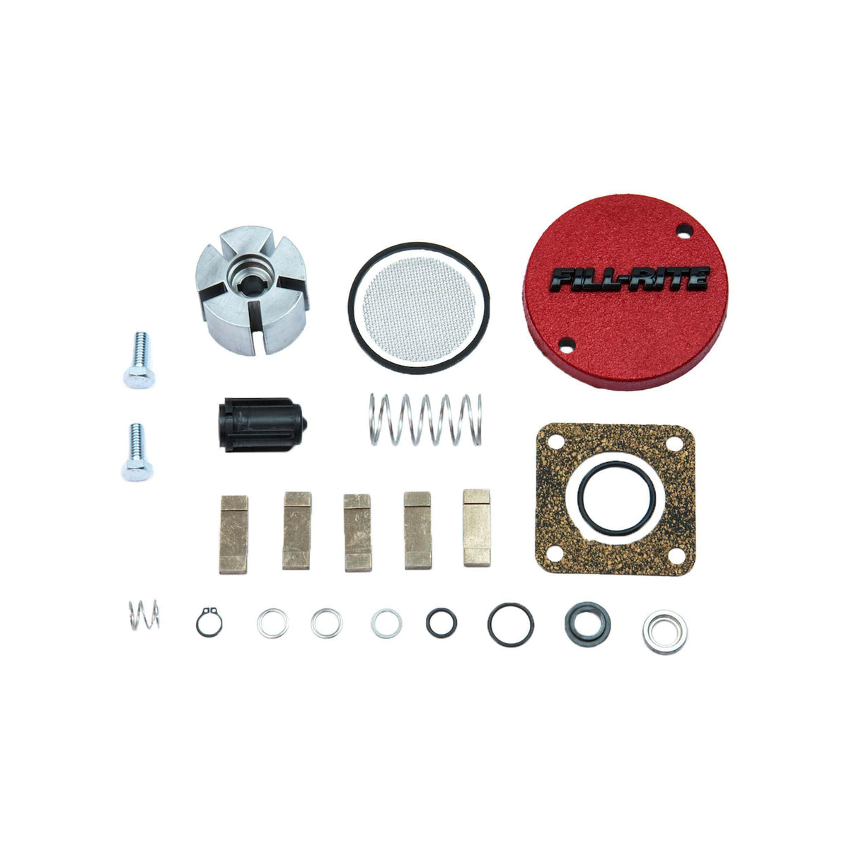Fill‑Rite kit120rkg front layout showing all included parts for quick identification and easier servicing