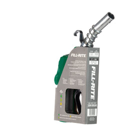 Fill-Rite product label and packaging showing model SDN100GAN and fuel compatibility