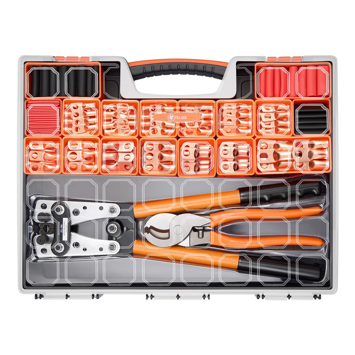 Filluck organizer case showing assorted terminals and tidy storage for fast access