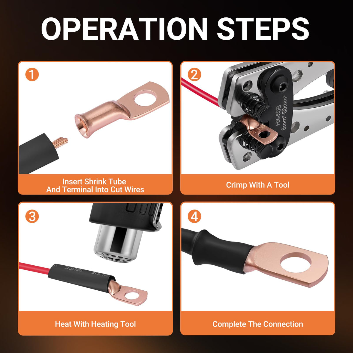 Filluck terminals installed on a battery post demonstrating secure electrical connection