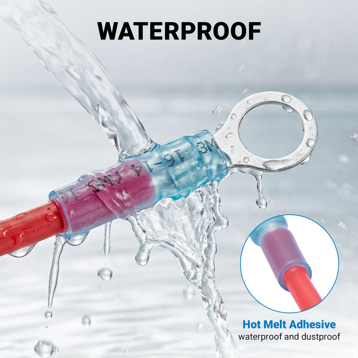 Filluck close-up waterproof seal after shrinking, resisting moisture intrusion