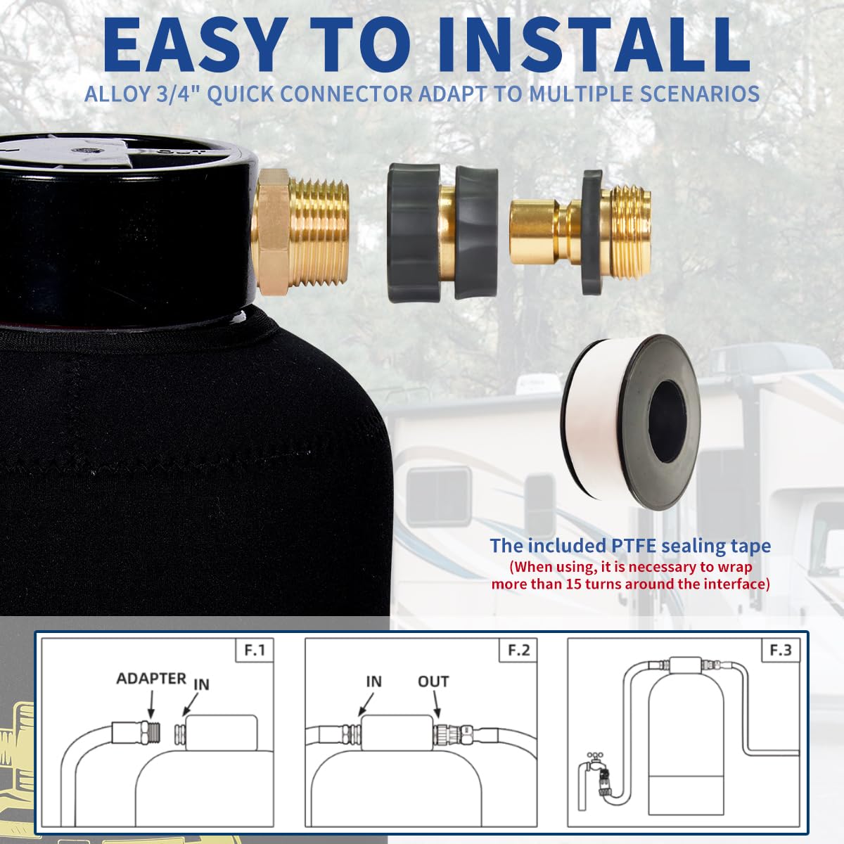 Filterelated adapters and connectors laid out, includes brass fittings for easy hookup
