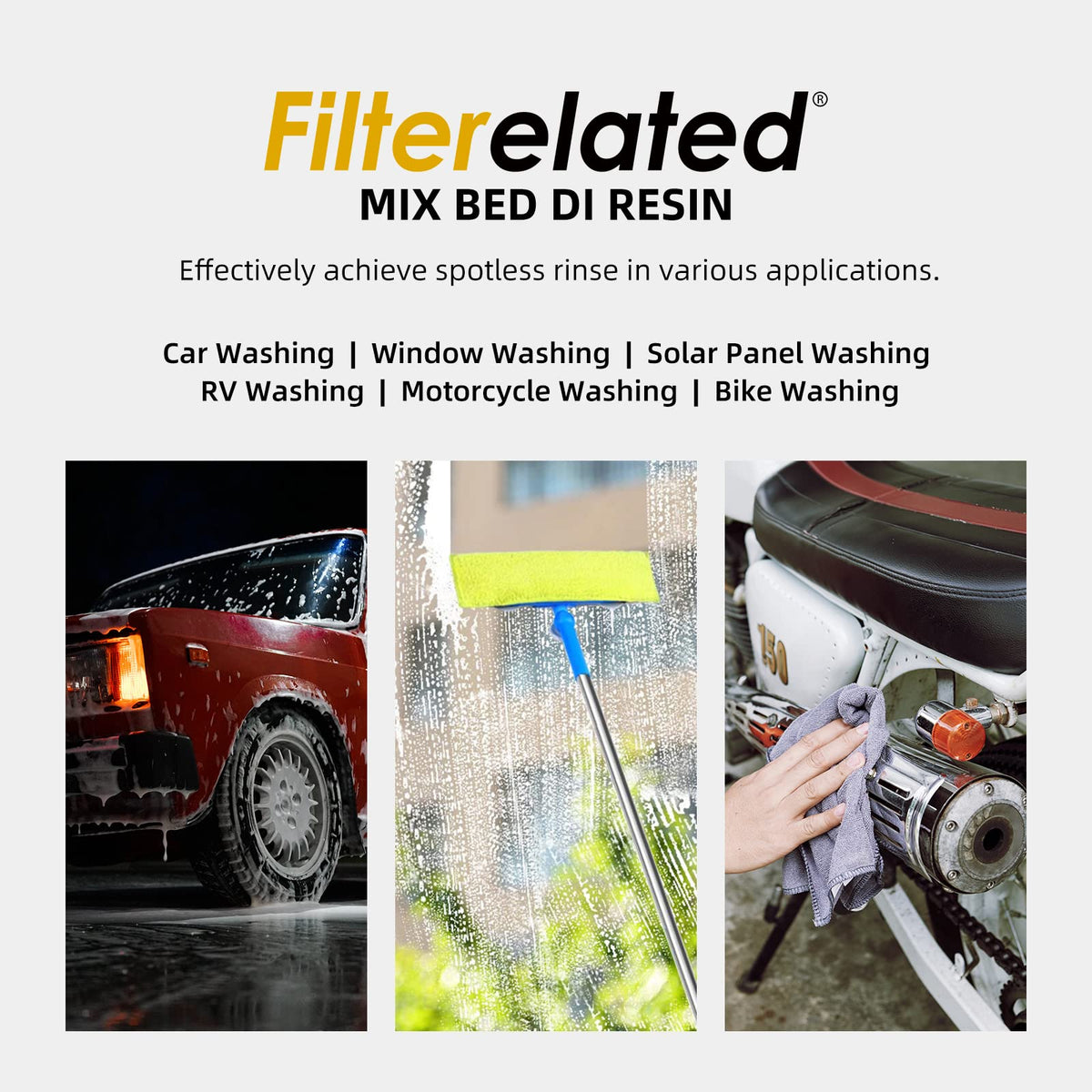 Filterelated detailing setup with DI water in use for streak-free car surfaces and glass