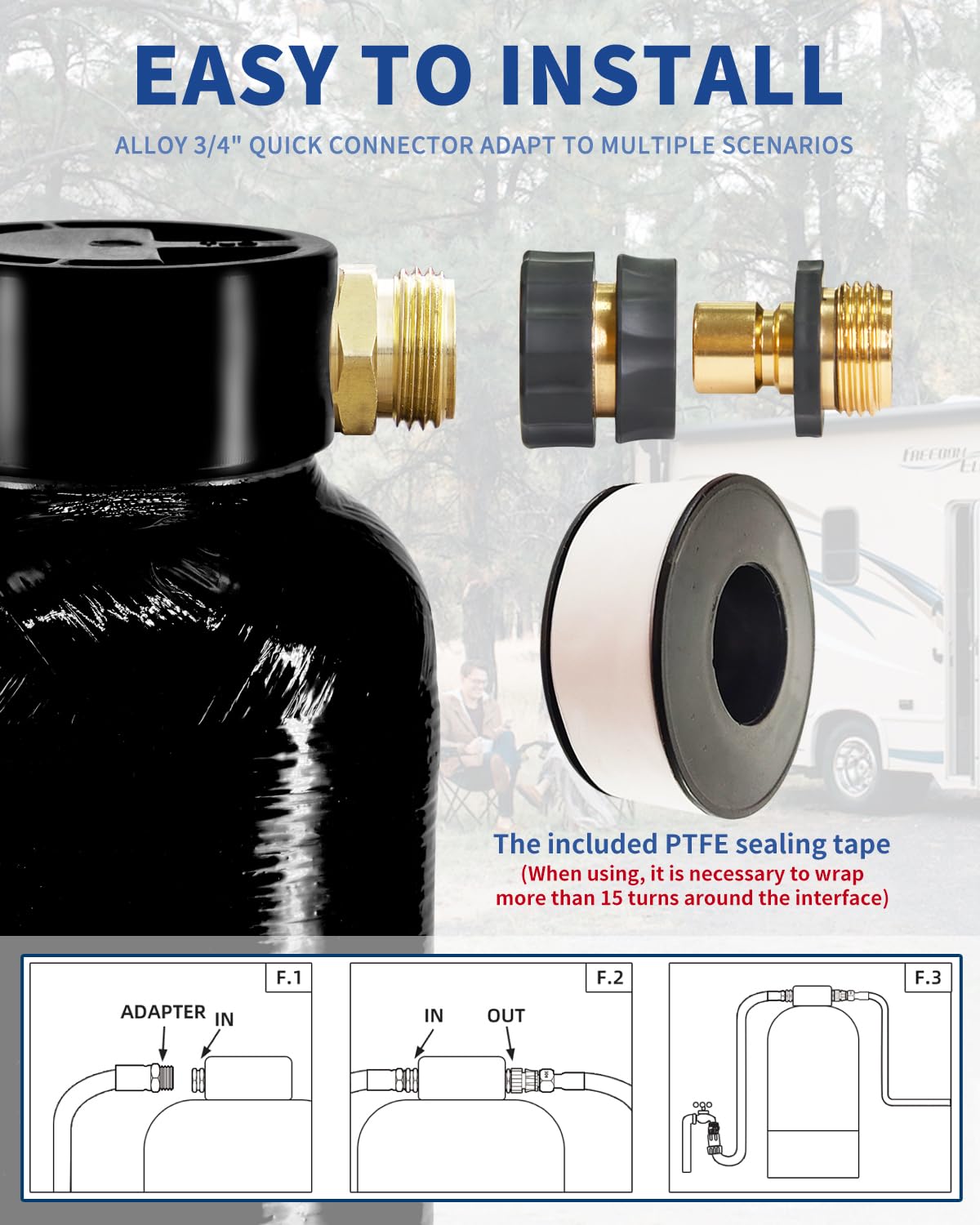 Filterelated hooked up to RV spigot demonstrating instant softened water benefit