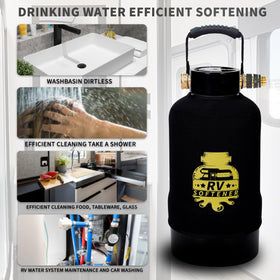 Filterelated lifestyle image of an RV shower at campsite showing improved water quality