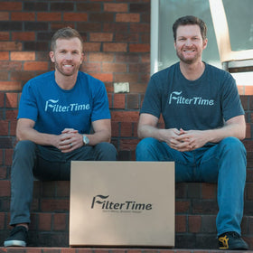 FilterTime label close-up with Made in USA text, supports domestic quality benefit